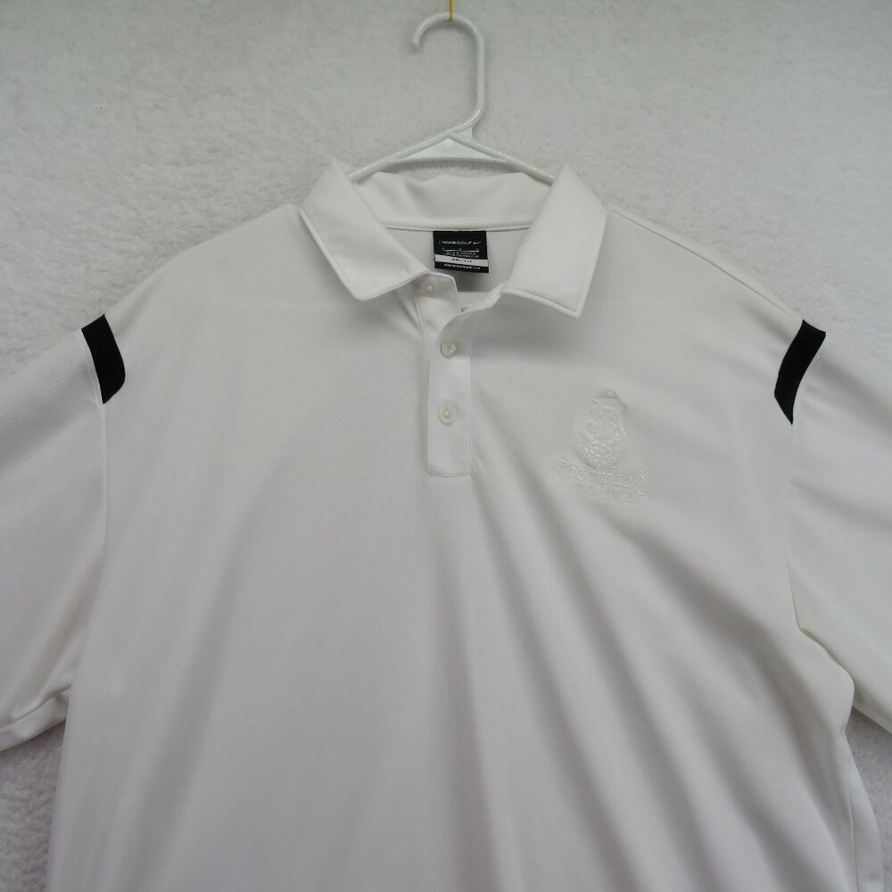 Nike Polo Shirt Mens Size Large Dri Fit‎ White Arkansas Razorback Golf